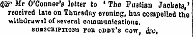 $$y Mr O'Connor's letter to 'The Fustian...