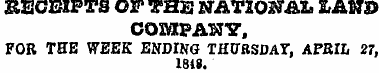 KECESPTS OF THE NATIONAL &A£n> COMPANY, ...