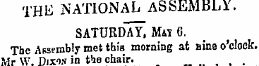 THE NATIONAL ASSEMBLY. SATURDAY, Mai C. ...