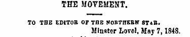 THE MOVEMENT. TO THE EWTOB OF THE HOBTHE...