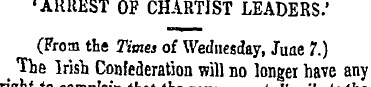 'ARREST OF CHARTIST LEADERS.' (From the ...