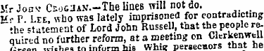 Mr Jon v Csogiun.—The lines will not do....