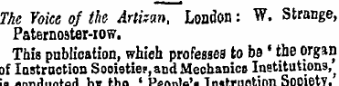 The Voice of the Artizan, London: W. Str...