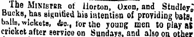 The Minister of Horton, Oxon, and Studle...