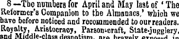 8 —The numbera for April and May last of...