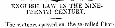 ENGLISH LAW IN THE NINETEENTH CENTURY. T...