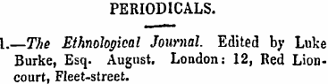 PERIODICALS. \.—The Ethnological Journal...