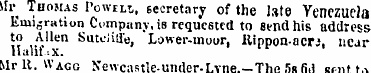 Mr Thomas Po-vil., secretary of the late...