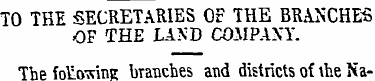TO THE SECRETARIES Or THE BRANCHES OF TH...