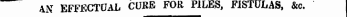 AN EFFECTUAL CURE FOR PILES, FISTULAS, &c.