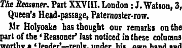 The Reosaner. Part XXVIII. London: J. Wa...