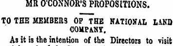 MR O'CONNOR'S PROPOSITIONS. TO THE MEMBE...