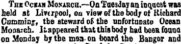 The Ockah Monarch,—On Tuesday an inquest...