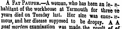 A Fat Pauper.—A woman, who has been an i...