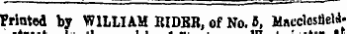 stminsKr Printed by WILLIAM BIDBB, of No. B, MacclesfleU*