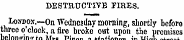 DESTRUCTIVE FIRES. Loudox.—On Wednesday ...