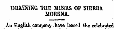 DRAINING THE MINES 0? SIERRA. MORENA. An...