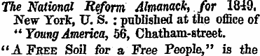 The National Reform Almanack, for 1849. ...