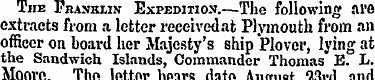 The Franklin Expedition.—The following a...