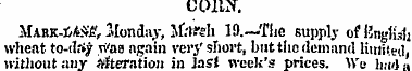COllN. MABK-iA.^, Slonduy, Jf't feh 19.—...