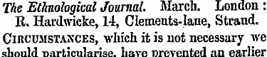 The Ethnological Journal. March. London ...