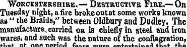 Worcestershire.— Destructive Fire.— On T...