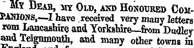 " My Deab, ;my Old, am> Honoured COMPANI...