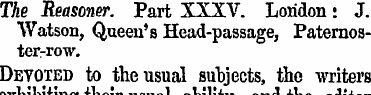 The Reasoner. Part XXXV. London: J. Wats...