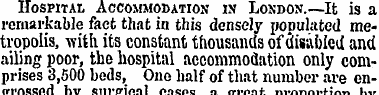Hospital Accommodation in London. —It is...