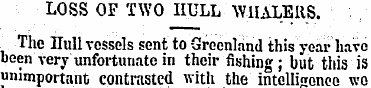 LOSS OF TWO HULL WHALEItS.. The null ves...