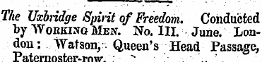 The Uxbridge S pirit of Freedom. Conduct...