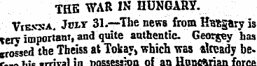 THE WAR IS HUNGARY. Viessa. Joit 31.—The...