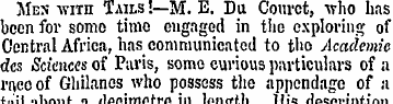 Men wira Tails I—M. E. Du Courct, who ha...
