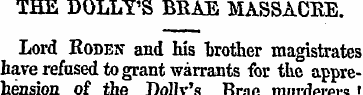 THE DOLLTS BRAE MASSACRE. Lord Eoden and...