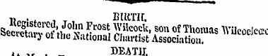 BIRTH. ltcgistered , John Frost Wilcock,...