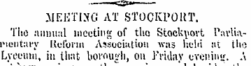 .MEETING AT STOCKPORT. The annual meetin...
