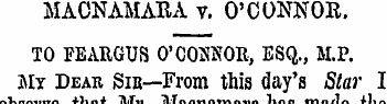 MACNAMARA v. O'CONNOR. TO FEARGUS O'COKN...