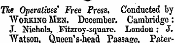 The O peratives ' Free Press. Conducted ...
