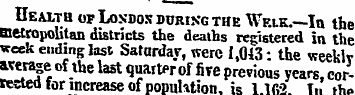 Health of Loxdox during the Wrlk.—In the...