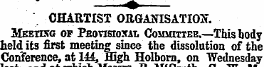 CHARTIST ORGANISATION. Meeting op Pboyis...
