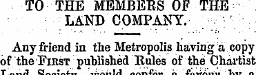 TO THE MEMBERS OF THE LAND COMPANY. Any ...
