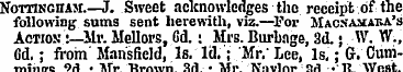 Nottingham.—J. Sweet acknowledges the re...