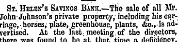 St. Helen's Savings Bank.—The sale of al...