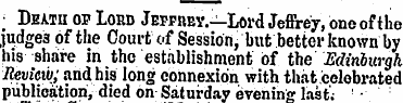 ; Dbatii of Lord Jeffrey. —Lord Jeffrey,...