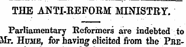 THE ANTI-EEPORM MINISTRY. Parliamentary ...