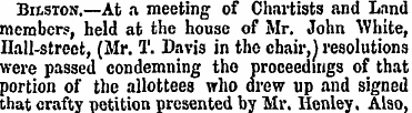Bilston.—At a meeting of Chartists and L...