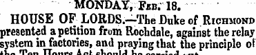 MONDAY, F-jb; 18. HOUSE OF LORDS.-The Du...