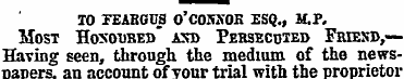 to teabgus o'cohxok esq., m.p. Most Hono...