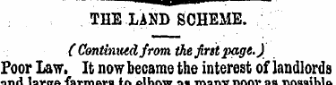 THE LAND SCHEME. (Continued from the fir...