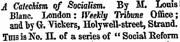 A Catechism of Socialism. By M. Louis Bl...